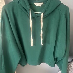 Green cropped Hooded Women's Sweatshirt